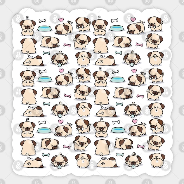 Cute little Pugs 1 brown Sticker by longford